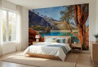 "Groß Schlafzimmer Tapete Wandkunst \" Berg See Blick \" Natur Blau Foto Wand Dekor"