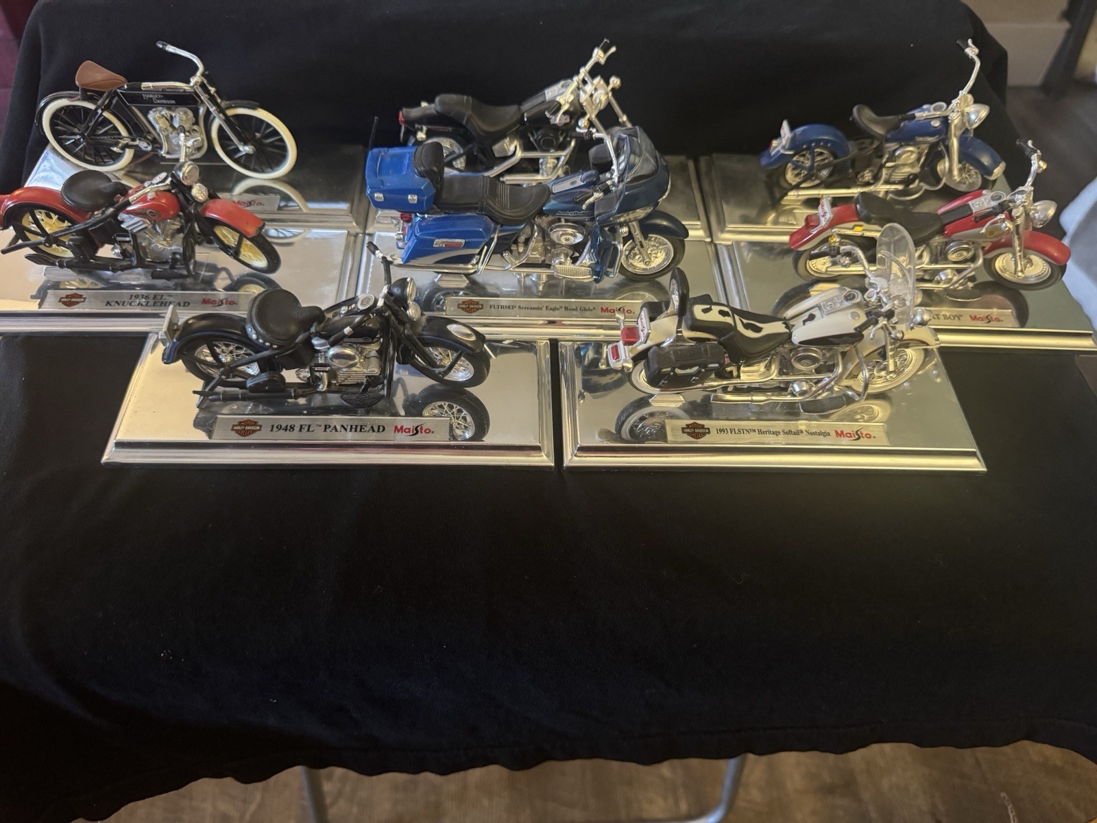 Lot Of 8 Harley Davidson Custom Replica Motorcycles Maisto Collection Fat Boy