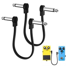 Premium 12 Inch Stereo 1/4 TRS Flat Patch Cables,Right Angle Pedal Board Cables