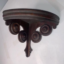 Outstanding Victorian Round Front Walnut Wall Mounted Corner Shelf