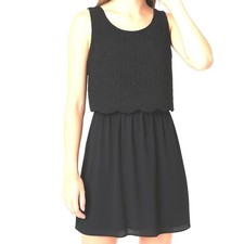 Alya Dress Black Size S Sleeveless Beaded Sequin Scallop Hem Blouson Party Chic