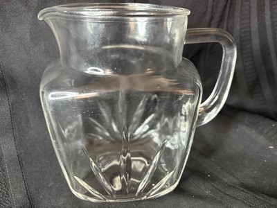 Vintage 1950s Federal Clear Glass Sunburst Pitcher With Star Bottom- 7'' 