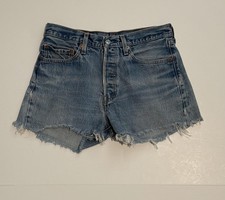 Levis 501XX Denim Shorts Size 33 Vintage Button Fly Cutoff 5 Pocket Frayed Hem