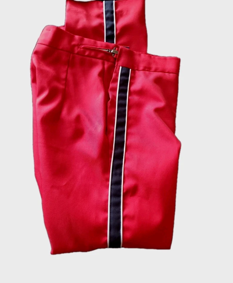 Pantalones Hombre Años 70 80 Disco Retro Poliéster Rojo Pantalones 28 X 30 Foto 2 de 4