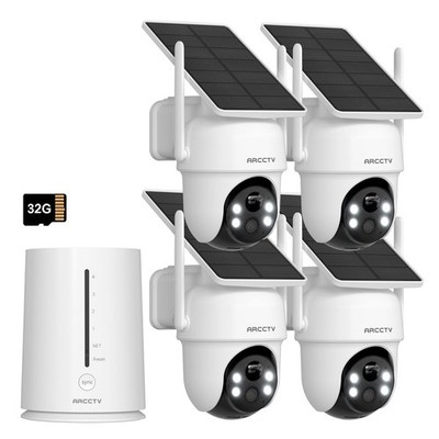 ARCCTV 4MP Solar Akku WLAN Überwachungskamera Set Außen Funk IP Kamera Kabellose