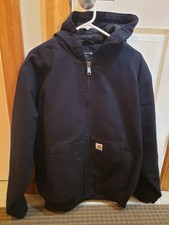 Carhartt Men's Insulated Hooded Jacket Loose Fit, Size XL, Black, J130-M