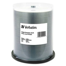 Verbatim 95252 700 MB 52X CD-R WHT Inkjet Printable Hub Printable (100/Pack) New