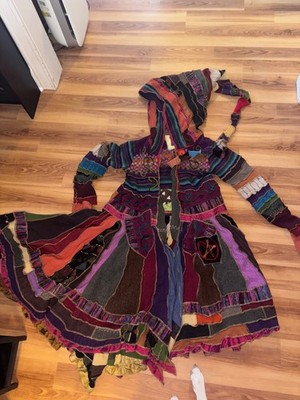 Custom, hand-made, upcycled, one of a kind jacket/sweater with a deep hoodie