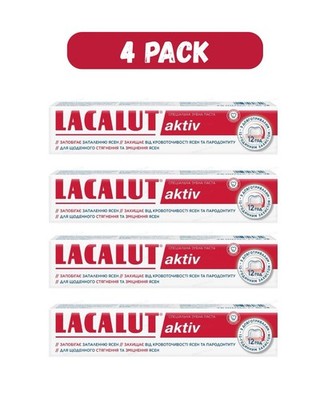 Lacalut Aktiv Toothpaste 75ml x4 Gum Care Dental Care