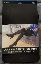 George Opaque Control Top Microfiber Tights DARK BROWN Color 1 Pair Size 3 NIP