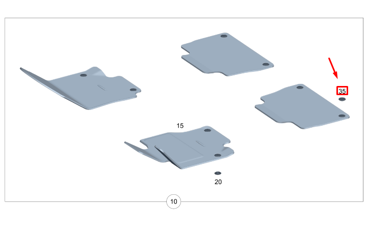 MB GLE W167 Fußmatte Hinten Rechts Oben Druckknopf A00099819779051