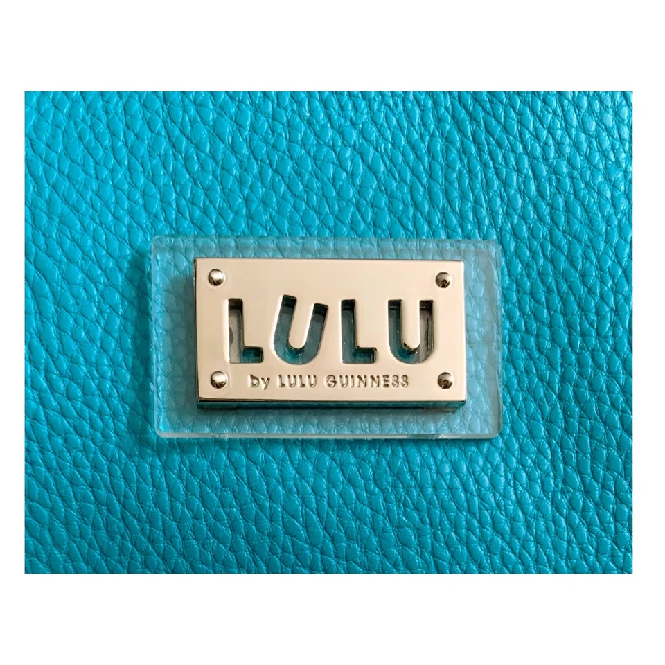 NWT LULU GUINNESS Blue Faux Leather/Patent Leather Magnetic Snap Clutch/Purse - Image 4 of 4