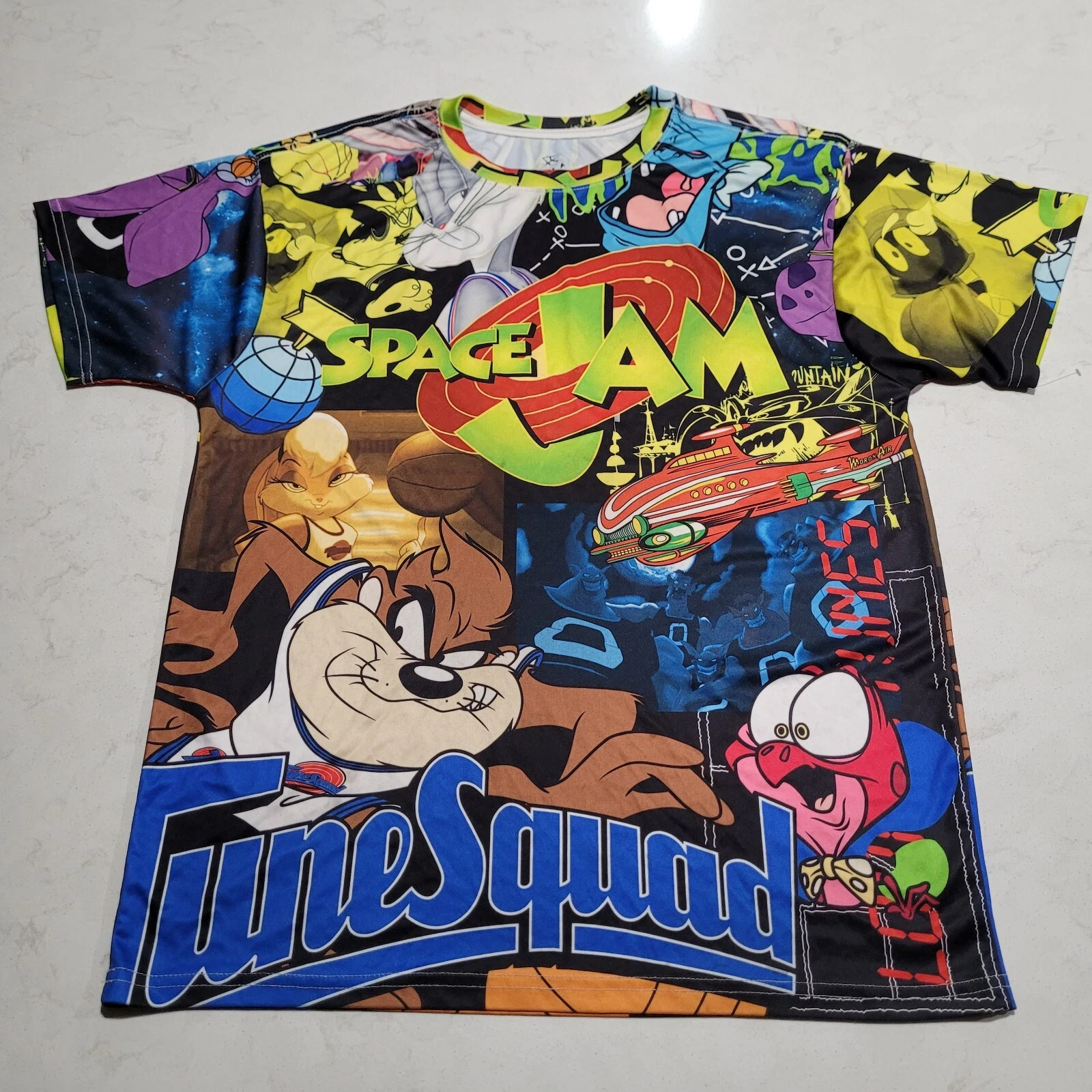 SPACE JAM Double-Sided Bright Colors Non Fading T Shirt RETRO 90s Movie Version