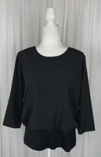 Cabi 5205 Women's Size M Black Indulgence Blouse Layered Blouson 3/4 Sleeves