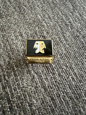 Vintage Screen Actors Guild Square Shaped Tie Tack Pin Black & Gold Colored SAG