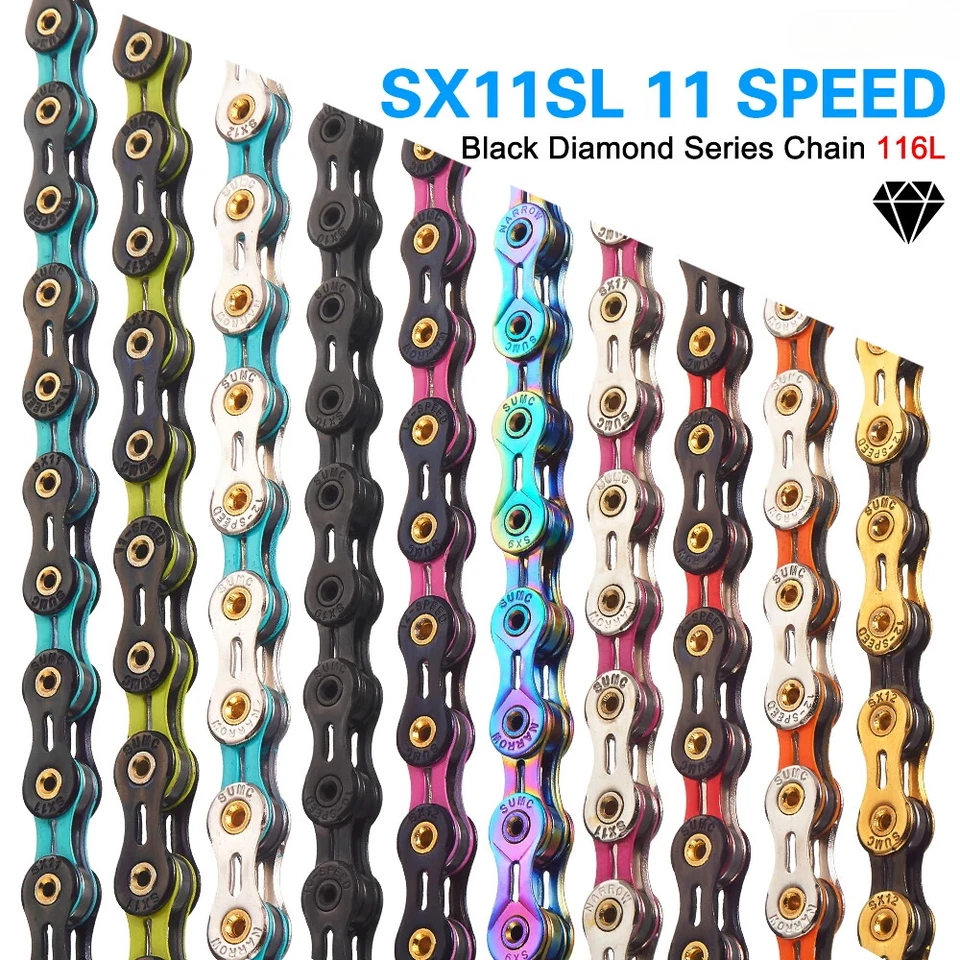 Cadena de bicicleta SX11SL 11 velocidades 116L bicicleta de carretera cadena de diamante pieza de bicicleta con caja Foto 2 de 4
