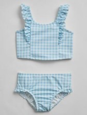Baby Gap Girl's Light Blue Gingham Ruffle Two Piece Swim Suit NWT Various Szs