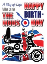 MOTOR SCOOTER, MODS, RETRO DESIGN HAPPY BIRTHDAY CARD FREE POST 1ST CLASS