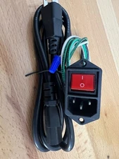 Assembled Power Socket with wires Switch 3 Pin IEC320 C14+USA Cord 4 Ft