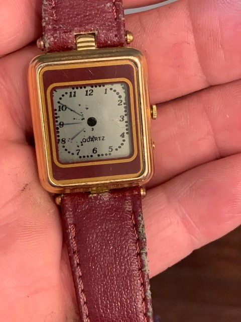 digital watch with leather band