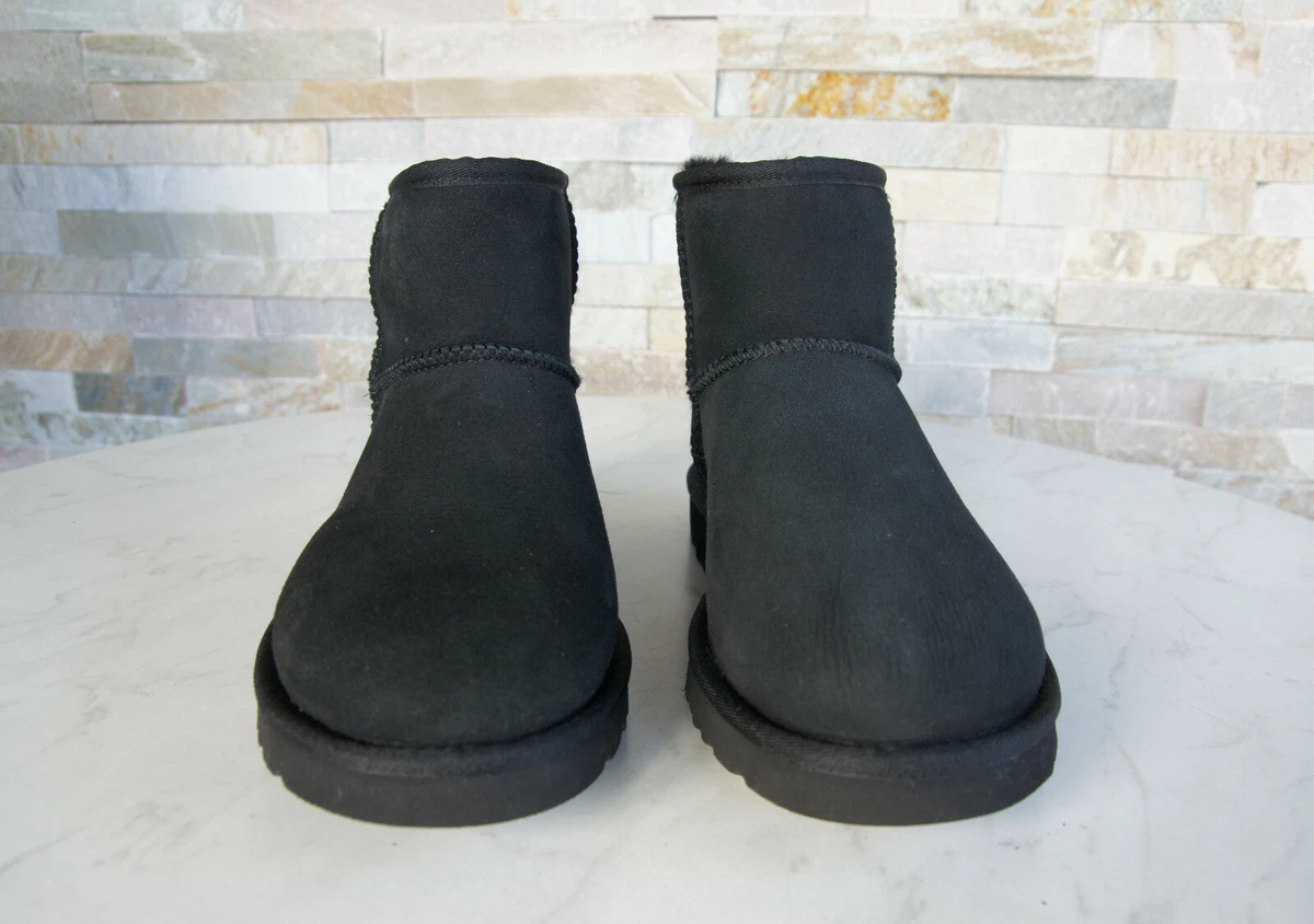 Ugg 8 40,5 Botines Botas de Invierno Zapatos Piel de Cordero Negro Nuevo Ehemuvp