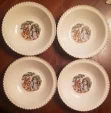 The Harker Pottery Company Courting Couple Cereal Bowls 22Kt Gold Trim Set of 4