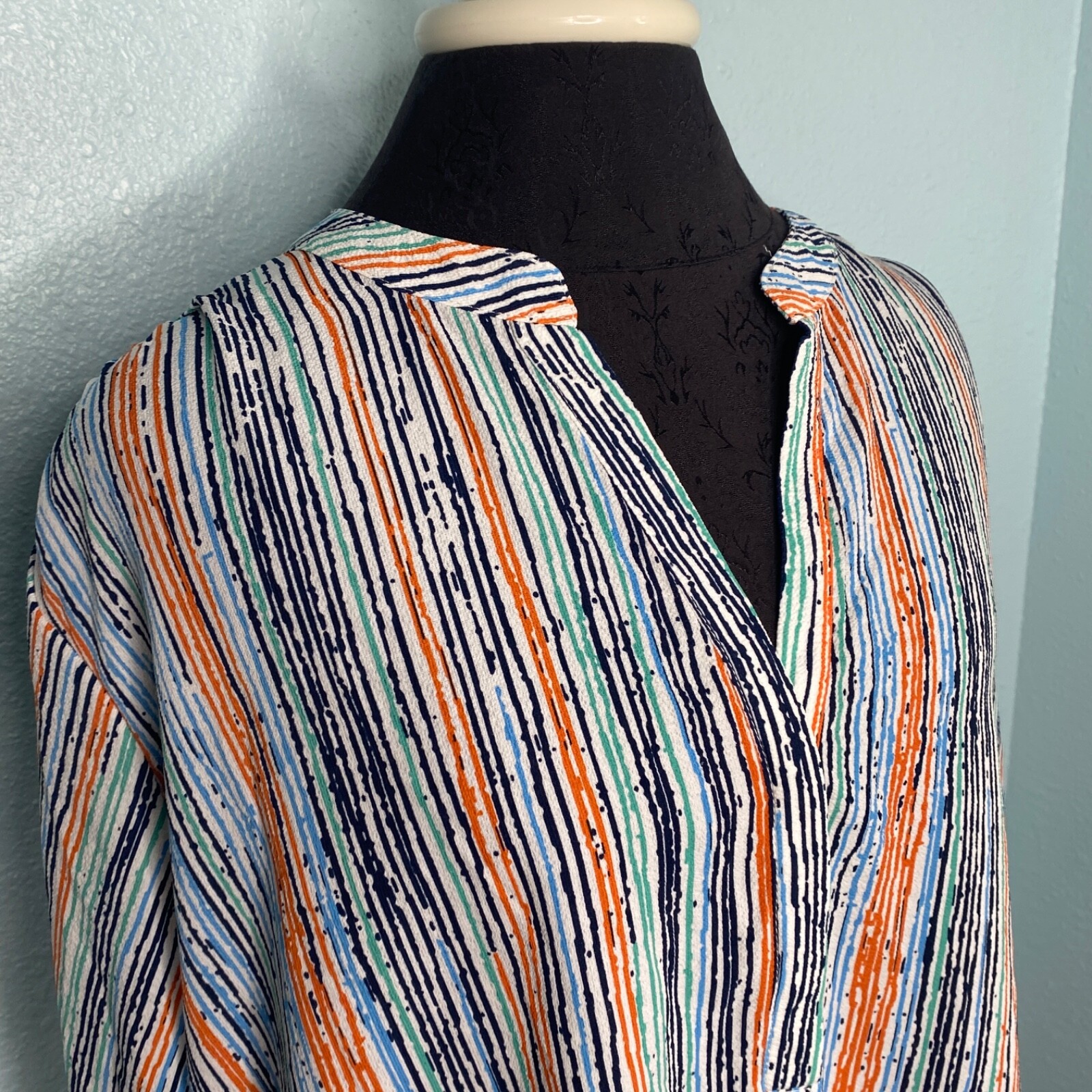 Avenue Blousse Shirt Top Tunic Women Plus Size 22/24 (2X) White Colorful Coastal image 4