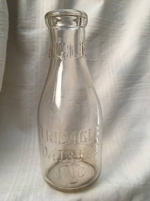 Vintage Quart Milk Bottle Trieagle Dairies Queens New York City Tri-Eagle NY
