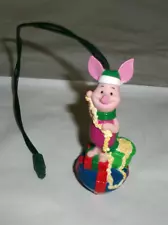 Disney Piglet Light Up Christmas Ornament Sitting on Presents W Popcorn Garland