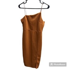 Shein camel brown front slit asymmetrical Cocktail dress size Medium