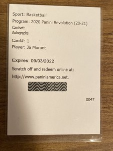 2020-21 Panini Revolution Ja Morant AUTO Redemption Card | eBay