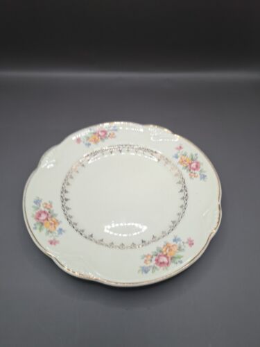 HOMER LAUGHLIN MARIGOLD  SHAPE FLORAL GOLD TRIM BREAD PLATE 1944 EUC A 43 N8  - Picture 1 of 10