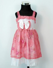 Girls Summer Party Dress in Pink Salmon Pink From 18 Months to 4 Years