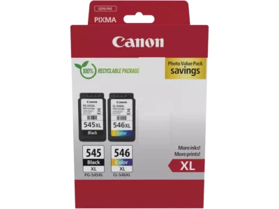 PACK 2 CARTOUCHE CANON NOIR & COULEUR 545XL 546XL / pg-545xl cl-546xl 545 546 xl - Photo 1/2