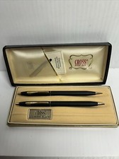 Vintage 1982 Cross Classic 2501 Pen Pencil Set Matte Black Gold. Blue Ink