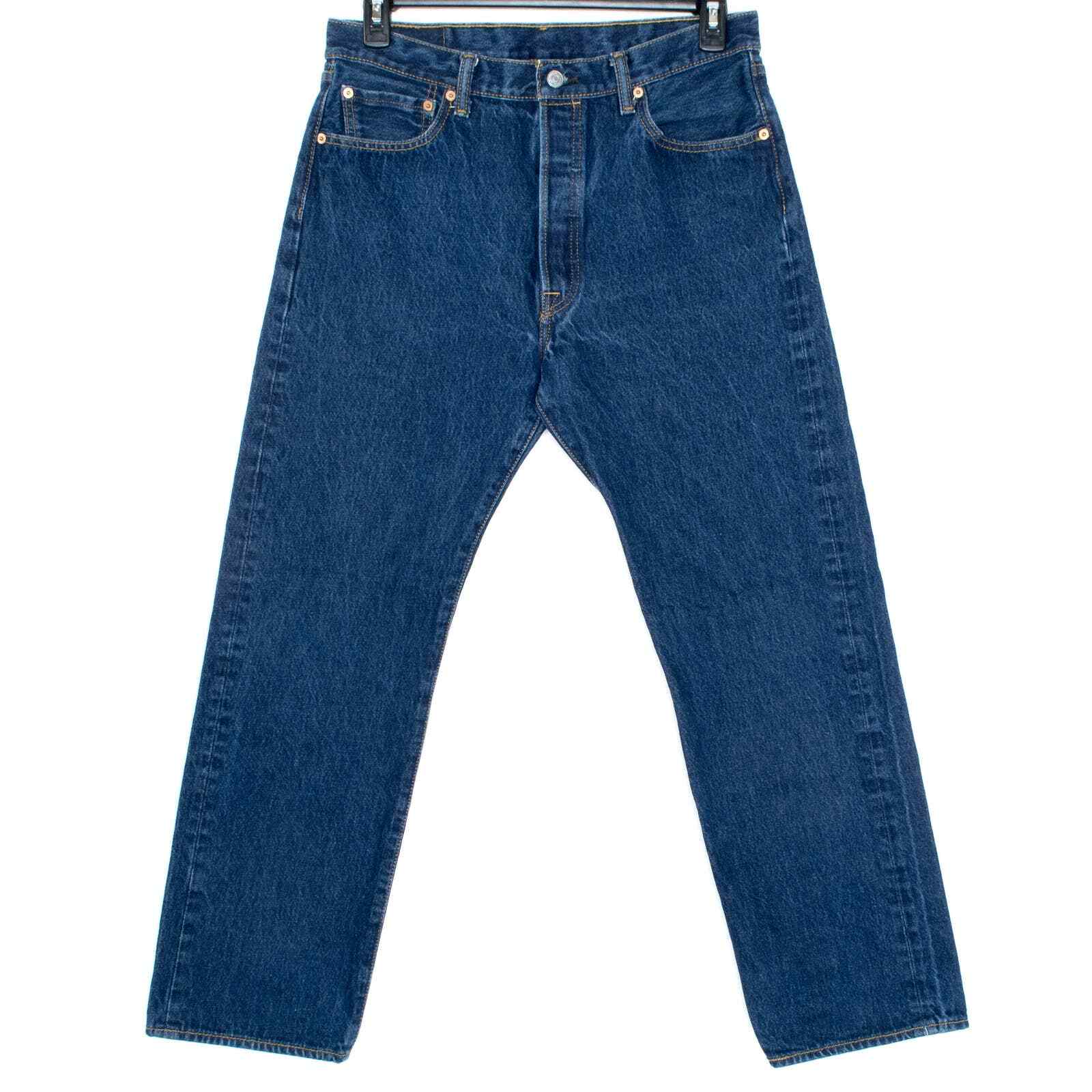 Levis Mens Jeans 501 Button Fly Classic Straight Blue… Gem