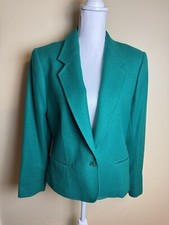Pendleton Blazer Women s 14 Green Single Button Wool Jacket Made In USA