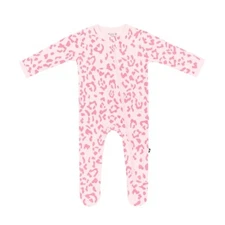 Kyte Baby Zippered Footie in Sakura Leopard Bamboo Sz:12-18 months $36