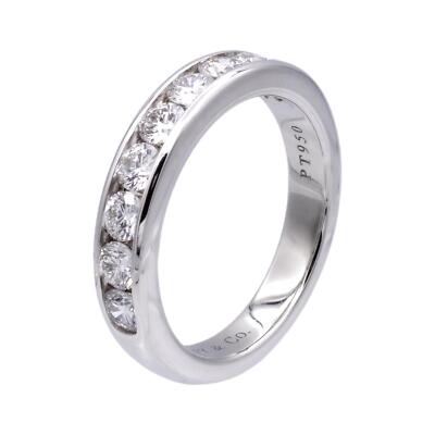Tiffany & Co.プラチナリング Tiffany & Co. Platinum Channel-Set 9 Stone Round Diamond .81ct