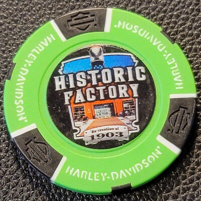 ORLANDO HD HISTORIC FACTORY ~ FLORIDA (Neon Green Full Color) Harley Poker Chip