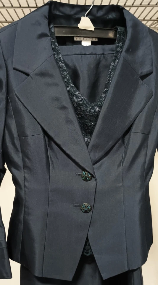 Talbots Petites 3 Piece Women's Suit - Jacket, Maxi Skirt and Beaded Vest - Image 2 of 4