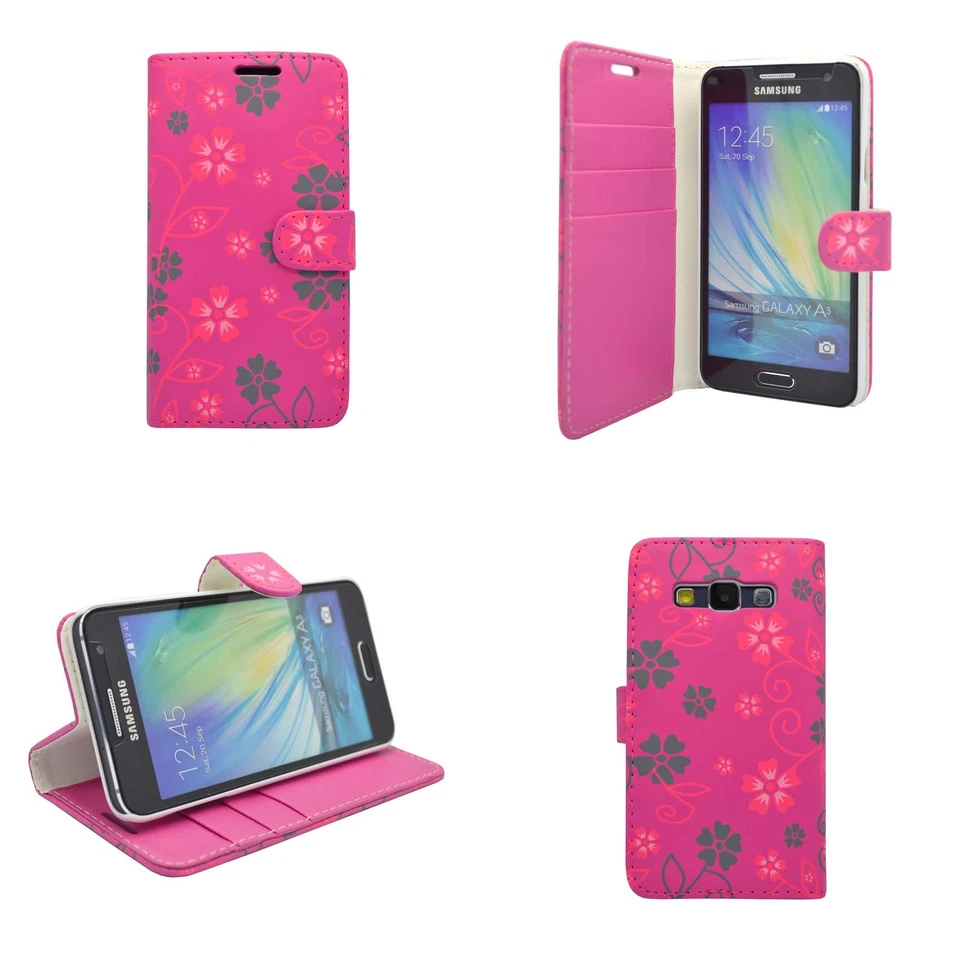 CASE VARIOUS COLOURS FLOWER SWIRL PRINT DESIGN WALLET FOR SAMSUNG GALAXY A3 - Image 3 of 4