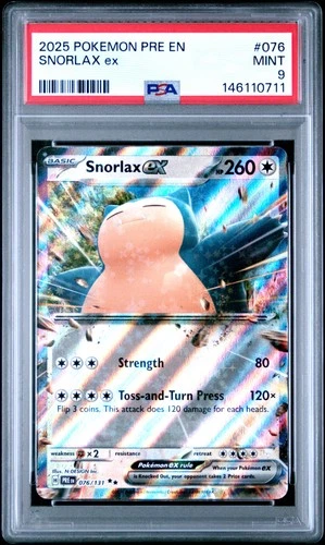 2025 POKEMON PRE EN-PRISMATIC EVOLUTIONS #076 SNORLAX EX PSA 9