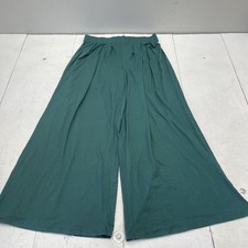 Fashion Nova Dress Pants Womens 1X Green Wide Leg Jersey Pull On Pleated Stretch