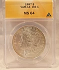 1887-P   MORGAN SILVER DOLLAR   *BRILLIANT WHITE LUSTER*   MS-64   VAM-14  DIE 1
