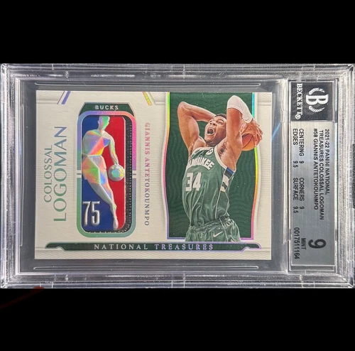 Giannis Antetokounmpo 2021-22 National Treasures Colossal 75th Logoman 1/1 BGS 9