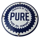 Vintage Pure Oil Co Sign - Texas Gas Service Station Pump Plate Porcelain Sign
