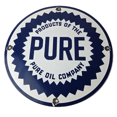 Vintage Pure Oil Co Sign - Texas Gas Service Station Pump Plate Porcelain Sign