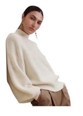 #ad Banana Republic Landa Merino Wool Sweater S Womens Batwing Cream Cable Knit $22.00