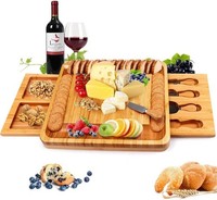 KäSebrett Bambus Mit KäSewerkzeugen Charcuterie-Set Serviertablett Holz Groß